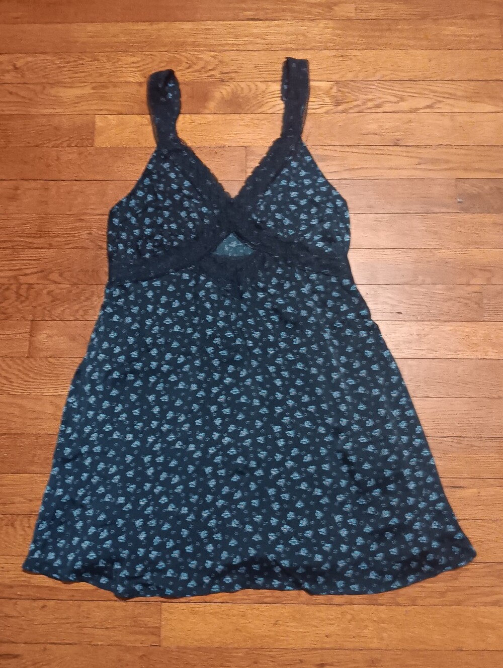 American Eagle Navy Blue & Teal Floral Lace Trim Cut Out Sundress